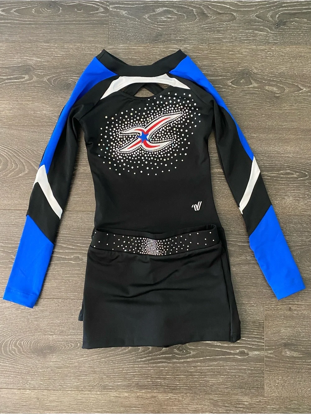 Varsity Black & Blue Long-Sleeve cheer uniform